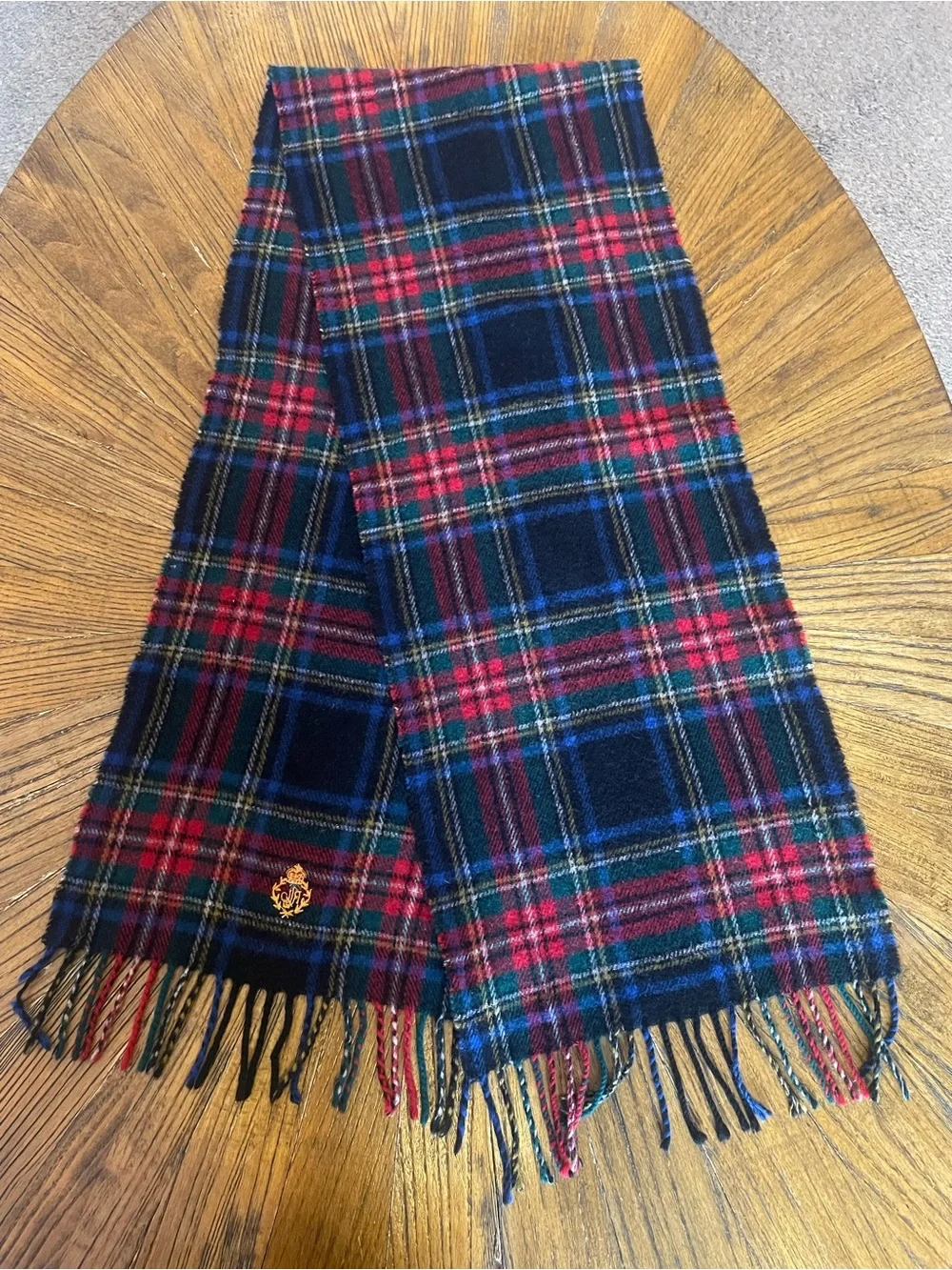 Lauren Ralph Lauren Men's Tartan Plaid Wool Scarf in Navy, Red and Green